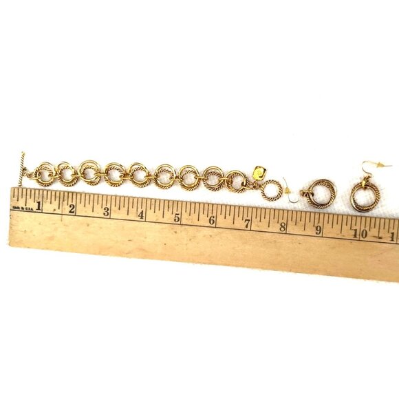 Vintage Gold Tone, Chain Link Bracelet Earrings Set! Vtg. Ralph Lauren Jewelry - Picture 4 of 5